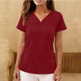 thumbnail image 2 of Women's Scrub Top Short Sleeve Medical Shirts Stretchy Soft Nurse Uniform V-Neck Tee With Pockets, 2 of 9