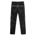 thumbnail image 5 of ZQUUVOU Men's Casual Slim Fit Punk Gothic Pockets Patch Buckle Zipper Pants Trousers B-Black, 5 of 8