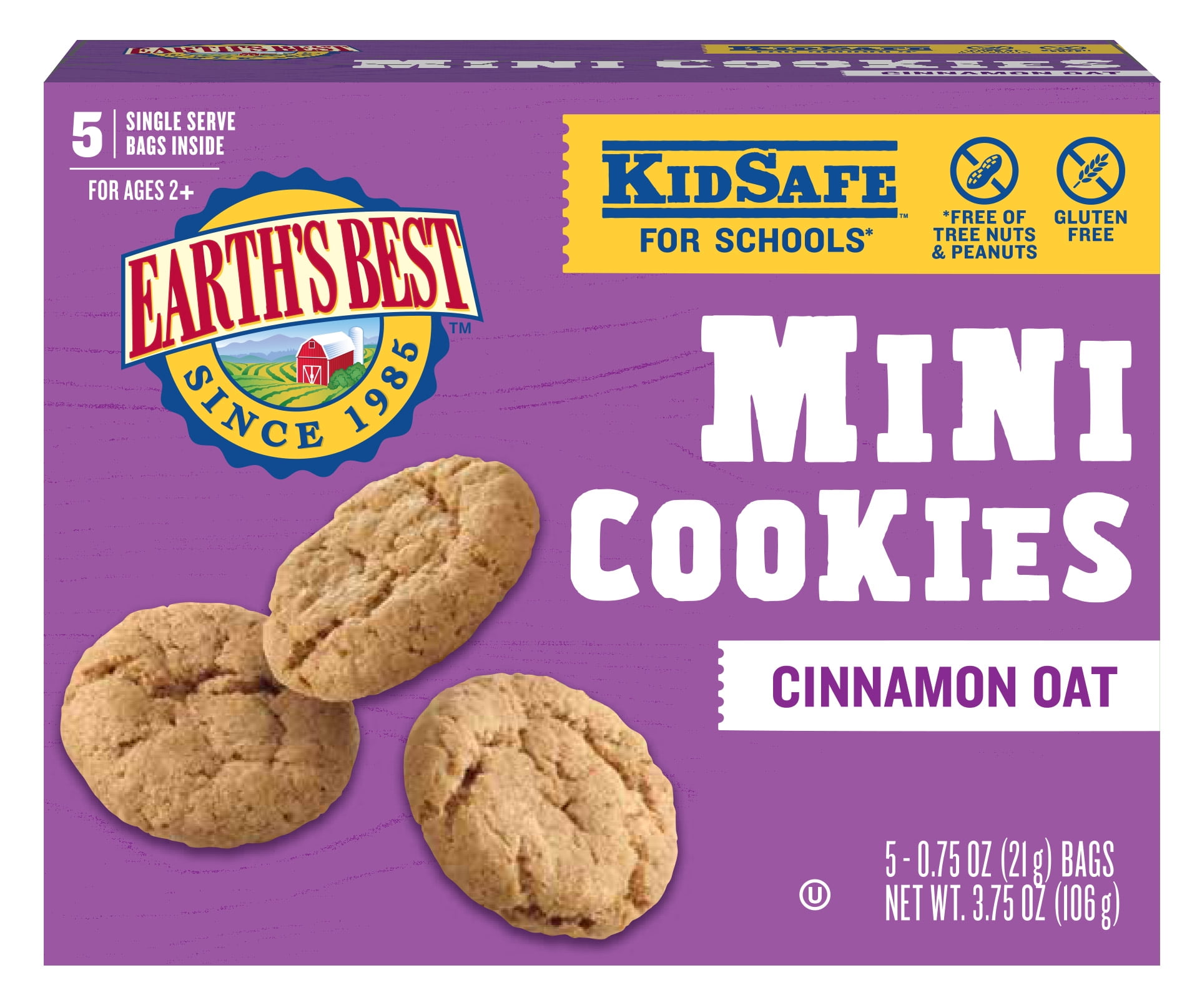 Earth's Best GlutenFree Cinnamon Oatmeal Mini Cookies, 0.75 Oz, 5