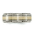 thumbnail image 4 of Edward Mirell Titanium w/14k White Gold Textured Lines 7.5mm Band, 4 of 7
