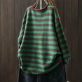 thumbnail image 4 of Bovemsi Sweaters for Women Cozy Women's Cotton O Neck Striped Long Sleeve Loose Pullover Tops Fall Sweaters, 4 of 8