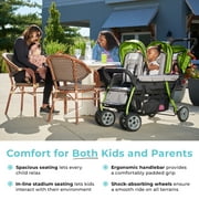 Foundations Compass Trio Triple Stroller, 3-Seat Tandem with UV Canopies and Reclining Seats, Lime
