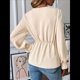 thumbnail image 5 of Blusas para Mujer con Cuello en V, Mangas Acampanadas, Nudo Frontal, Dobladillo con Volantes Albaricoque XL, 5 of 9