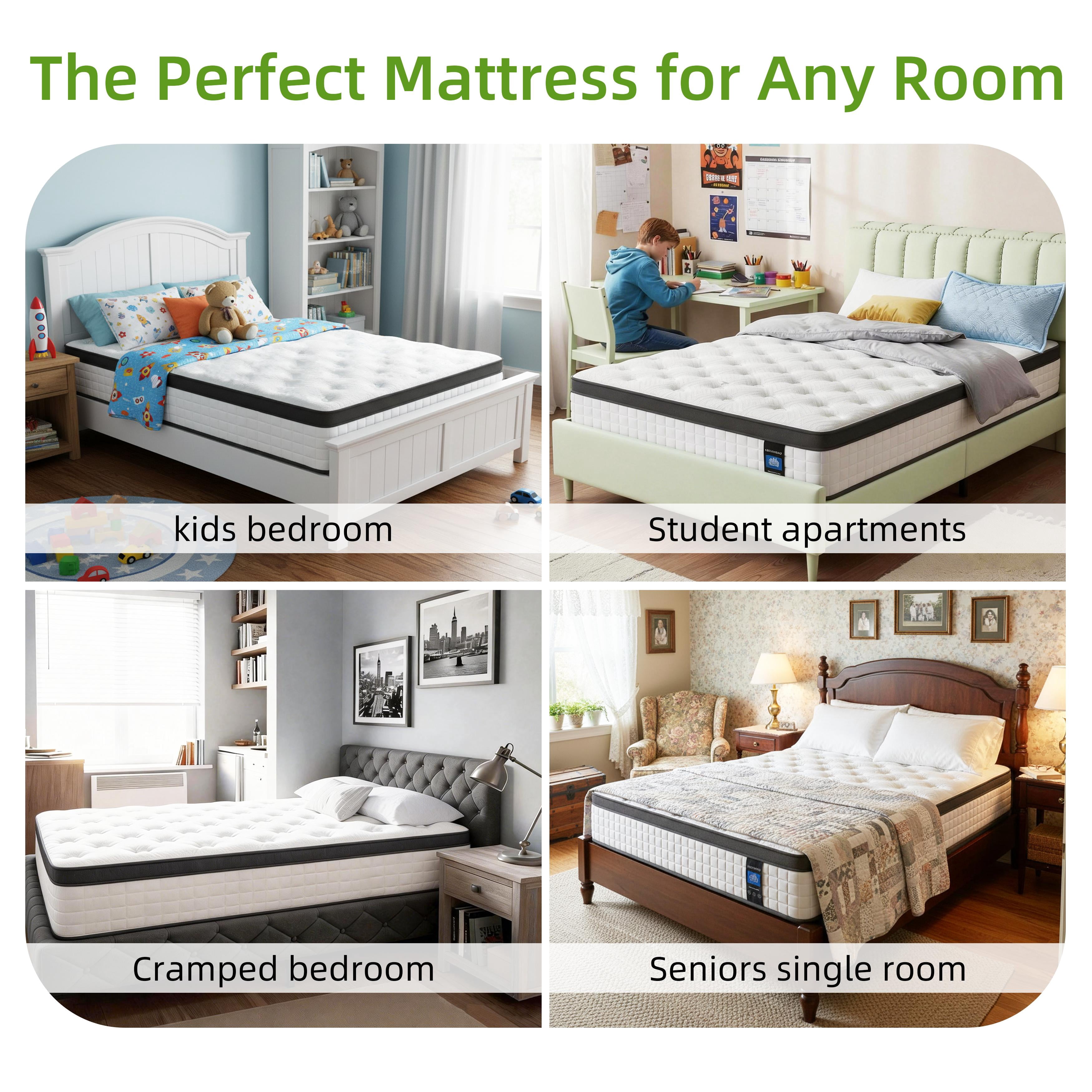 Twin Mattress, Paproos 12 inch Hybird Gel Memory Foam Mattress in a Box, Wrapped Pocket Hybird Spring Mattress, Twin Size Mattress, Medium Firm, Edge Support, Pressure Relief, CertiPUR-US, White