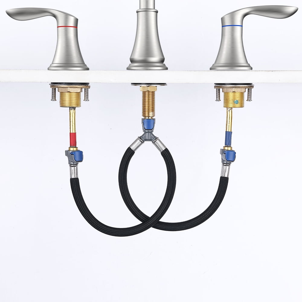 2Handle 8 inch Widespread Bathroom Sink Faucet Brushed Nickel Lavatory