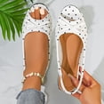 thumbnail image 3 of Gpaecead Women's Polka Dot Bow Flat Slingback Shoes Open Toe Slip On Soft Sole Comfort Casual Vintage Shoes, B-White, 3 of 8