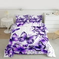 thumbnail image 2 of Feelyou Watercolor Butterfly Queen Comforter Set for Women, Purple Flower Floral Bedding Sets, Chic Artwork Splash Reversible Bedding Comforter Set, Microfiber Bedroom Decor, 3pcs, 2 of 8