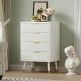 thumbnail image 4 of 4 Drawer Dressers Modern Chest of Drawers with Gold Metal Handles，Modern Nightstand for Bedroom, Hallway, Entryway, White, 4 of 7
