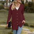 thumbnail image 5 of Long Sleeve Cardigan with Pockets, Women's Casual Duster, Open-Front Knit Wine 3Xl , Cardigan, 5 of 5