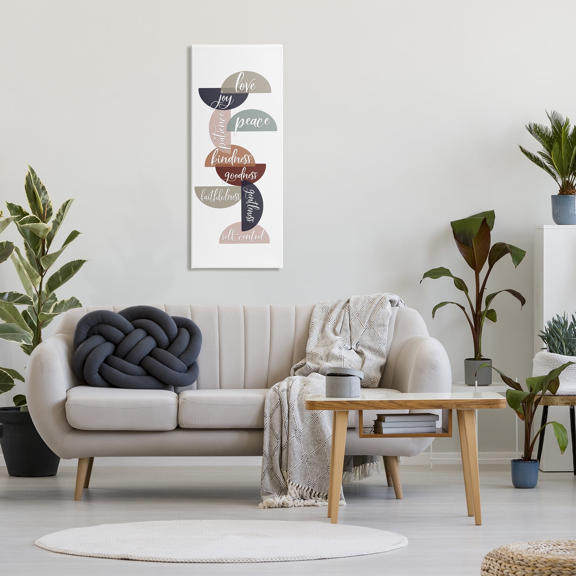 Stupell Industries Love Joy Patience Peace Kindness Text Layered Half Circles, 17 x 40, Designed by Tara Moss