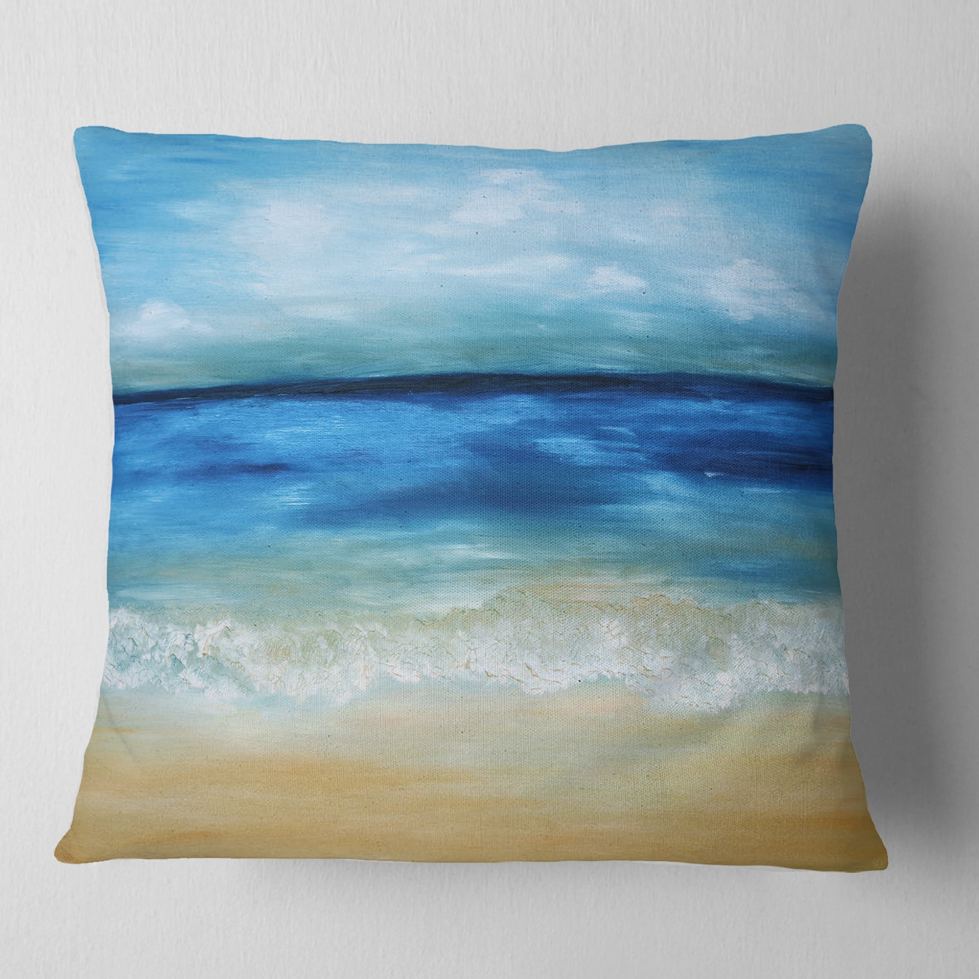 Designart Warm Tropical Sea and Beach - Seascape Throw Pillow - 18x18