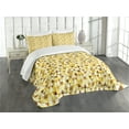thumbnail image 3 of Ambesonne Geometric Quilted Bedspread Set 3 Pcs, Funky Vivid Triangles, King Size, Yellow Brown, 3 of 5