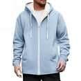 thumbnail image 3 of YOIAVAIOY Mens Zip Up Hoodies Fleece Lined Drawstring Hooded Sweatshirt Outer Winter Warm Comfy Jacket with Pocket Sky Blue XL, 3 of 8