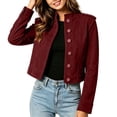 thumbnail image 4 of Women's Solid Long Sleeve Stand Collar Casual Button Jacket, 4 of 7