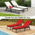 thumbnail image 2 of Spaco 2 Pieces Patio Rattan Reclining Chaise Lounge Chair, Lounge Chair with Cushion and Armrest for Patio, Garden, Backyard, Red & White, 2 of 20