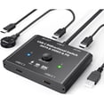 thumbnail image 1 of USB C Switch, Conmutador USB C Bidireccional 2 Computadoras, USB C Switch 2 en 1 Salida, USB Tipo C KVM Switch 8K@30Hz 4K@120Hz Video/transferencia de Datos 10Gbps/carga PD100W, No Compatible con Est, 1 of 12