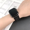 thumbnail image 2 of Band Compatible for Apple Watch 49mm 45mm 44mm 42mm Luxury PU Leather Breathable Hole Design Folding Buckle Replacement Bracelet Strap for iWatch Ultra 2/1 Series 9 8 7 6 5 4 SE 3 2 1, Black, 2 of 6