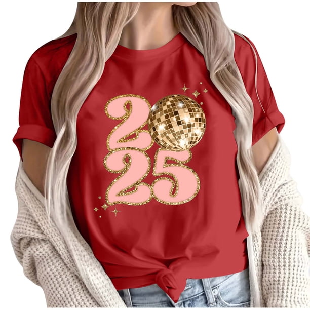 Camisetas de Manga Corta para Mujeres, Camiseta de Cuello Redondo Impresa de Moda, Primavera Y Verano Casual