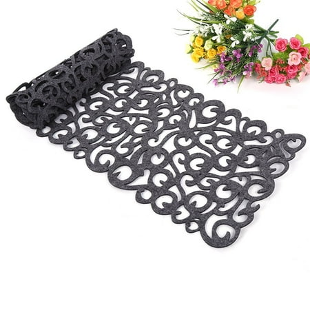 TMISHION Felt Tablecloth Runner Placemats Table Mats Holiday Hollow Out Table Runner Set Warming Gift Household Dining Decorations (Dark