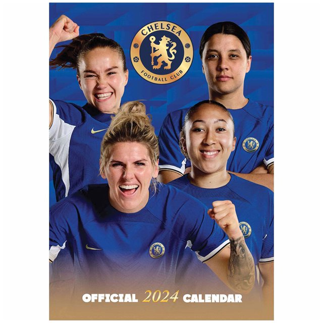 Chelsea WFC - Calendario de Pared A3 Diseño 2024 (Azul, Dorado)