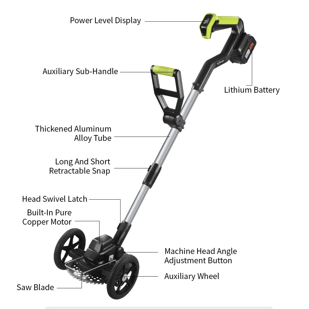 Paddsun Electric Weed Trimmer, 21V Weed Wacker Cordless Weed Whacker Grass Trimmer with Side Trimming Wheel Handhold Lawn Mower
