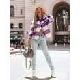 thumbnail image 2 of Women'S Casual Button Jacket Plaid Mohair Short Wool Thick Coat Top Blue  XL, 2 of 8