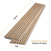 3D Wood Wall Panels | Acoustic Panels for Interior Wall Décor on Felt Back Board | Decorative Slat Panels for Wall and Ceilings | Oak/Gray Felt - 8 x 1 ft. x 2 Pack