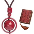 thumbnail image 1 of Collier Pendentif Cinabre Rouge Premium Feng Shui Chinois Bonne Fortune, 1 of 6