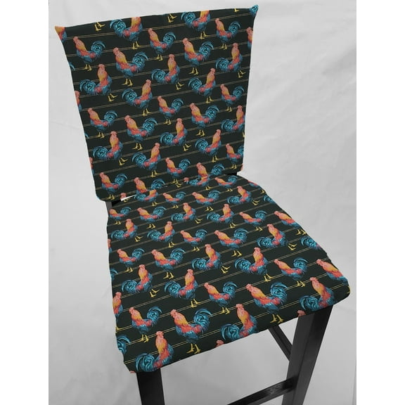 Roosters Dining Room Chair Back Covers or Seat Covers by Penny's Needful Things (Seat Cover Only) (Black)