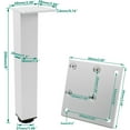 thumbnail image 2 of Lot de 4 Pieds Réglables pour Meubles, Pieds de Support en Alliage d'Aluminium Argenté 200 Mm/8 Pieds' Robustes de Remplacement pour Canapé Lit Bureau Meuble Télé Canapé Table Basse Bahuts Armoire Commode, 2 of 7