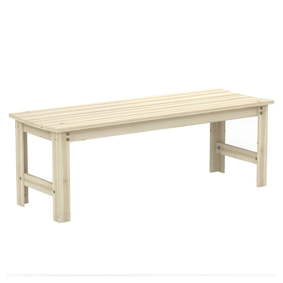 Wood Garden Bench 2-Seat, Outdoor Patio Bench, Slatted Front Porch Bench, Nature Wood for Park, Deck, Poolside