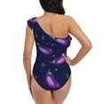 thumbnail image 5 of Gaeub Eggplant Women's One Shoulder Ruffle Tummy Control Swimwear for Swimming Surfing Beach Party - X-Large, 5 of 8