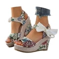 thumbnail image 3 of Women's Espadrille Wedge Sandals – Open Toe Ankle Strap Platform 4 Inchs High Heels Summer Dress Shoes, 3 of 8