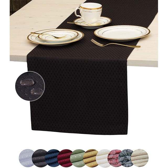 Black Table Runner 72 inch, Waterproof Dresser Scarf, Outdoor Coffee Table Runner, Elegant Dining Table Runners for Fiesta, Dinner Parties, Events, Wedding, Decor Thanksgiving, Halloween, Christmas