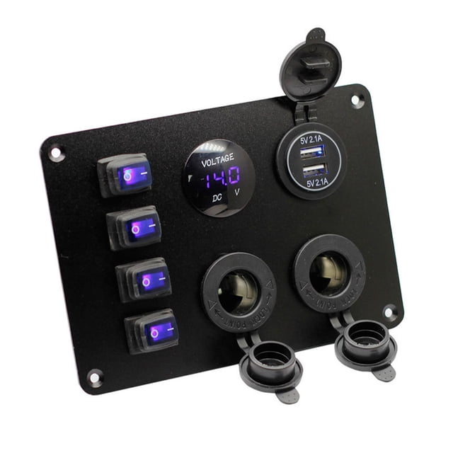 Speravity Panel de interruptor de palanca de 4 bandas para centro de camión de coche, caravanas, autocaravanas, motocicletas, vehículos, Bombillas para automóviles