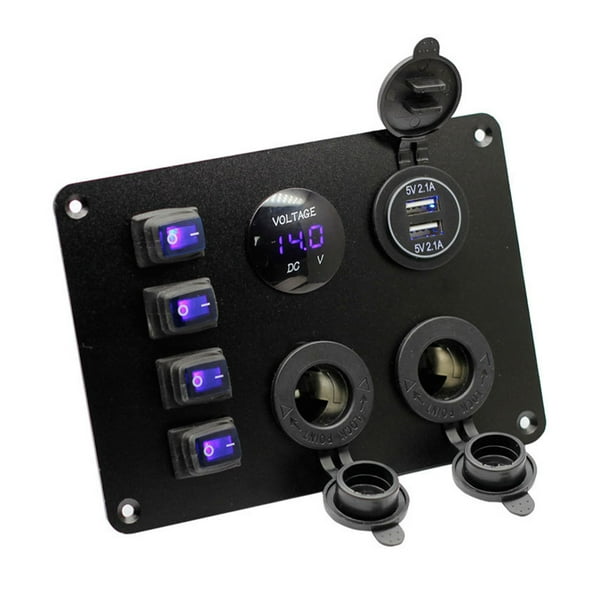 Speravity Panel de interruptor de palanca de 4 bandas para centro de camión de coche, caravanas, autocaravanas, motocicletas, vehículos, Bombillas para automóviles