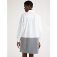 thumbnail image 4 of Scoop Women's Mix Media Poplin Suiting Mini Shirtdress with Long Sleeves, Sizes XS-XXL, 4 of 5