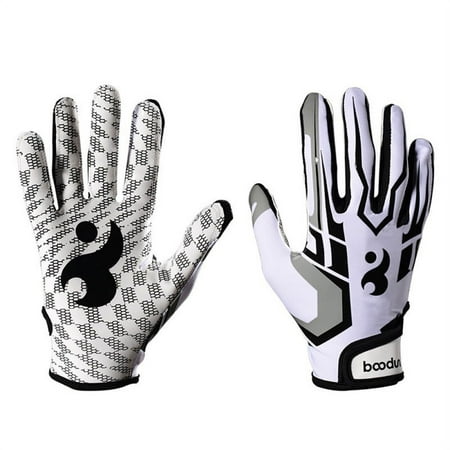 Image of Sports Youth Football Receiver Gloves - Silicone Palm - Youth and Adult Pair - Great for Games & Costumes White Large