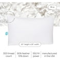 thumbnail image 2 of East Coast Bedding Goose Down Feather Pillows Medium Support 100% Cotton 300TC Pack of 1, Queen Size 20x30 Inch, 2 of 7