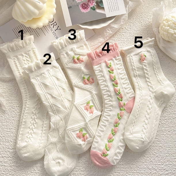 Calcetines Blancos Japoneses De Moda De Mujer Medias Para Niñas Encaje De Primavera Y Verano JK
