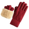 thumbnail image 2 of SYMOID Red Touchscreen Winter Gloves for Women - Premium Acrylic Thermal Knit Ladies Gloves with Plush Cuffs for Cold Weather,Size Free Size, 2 of 3