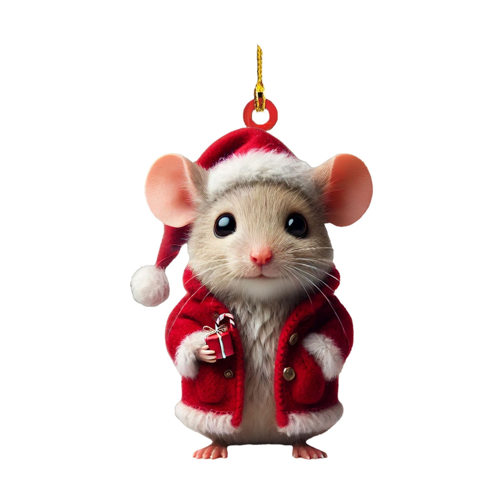 Cute Christmas Mouse Decorations,2D Flat Acrylic Hanging Christmas Tree Ornaments,Xmas Keepsake Pendant for Pet Lovers,Car Rear View Mirror Accessories,Xmas,Acrylic Mouse Pendant(2Pc)