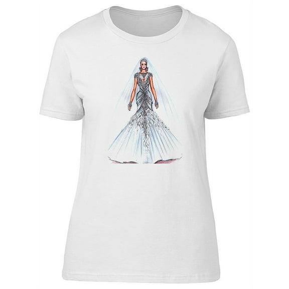 Beautiful Girl In Wedding Dress T-Shirt Women -Image by Shutterstock, Female x-Large