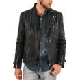 thumbnail image 2 of Mens Leather Jacket Slim Fit Biker Motorcycle Black Genuine Lambskin Jacket Coat A900, 2 of 4