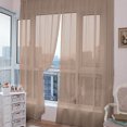 thumbnail image 4 of PALIFEUR Sheer Curtains 78.8 Inches Long 2 Panels Set, Transparent Window Curtains for Living Room Bedroom, Rod Pocket Voile Curtain & Drapes, Brown, 31.5" x 78.8", 4 of 5