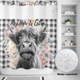 thumbnail image 2 of No Hook Shower Curtain, Black Cow Floral Shower Curtains for Bathroom with See Through Top Window, Black Buffalo Plaid Farmhouse Animals Waterproof & Washable Bath Curtain 66"x72", 2 of 9
