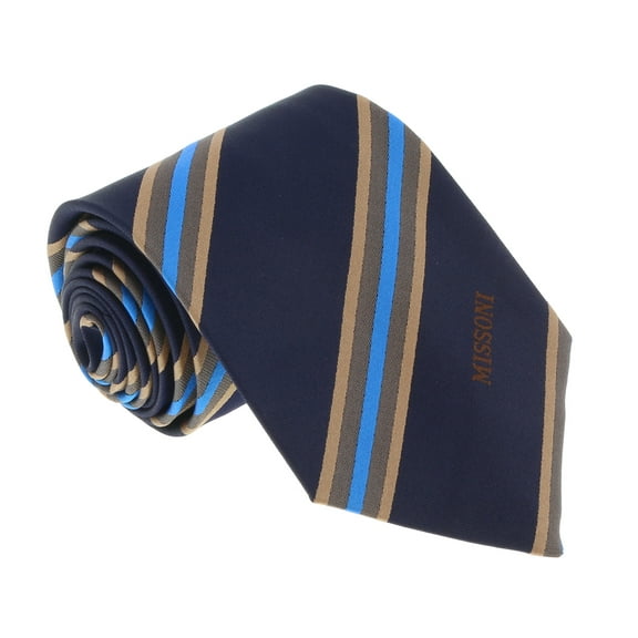 Missoni U5029 Navy/Gold Regimental 100% Silk Tie for mens