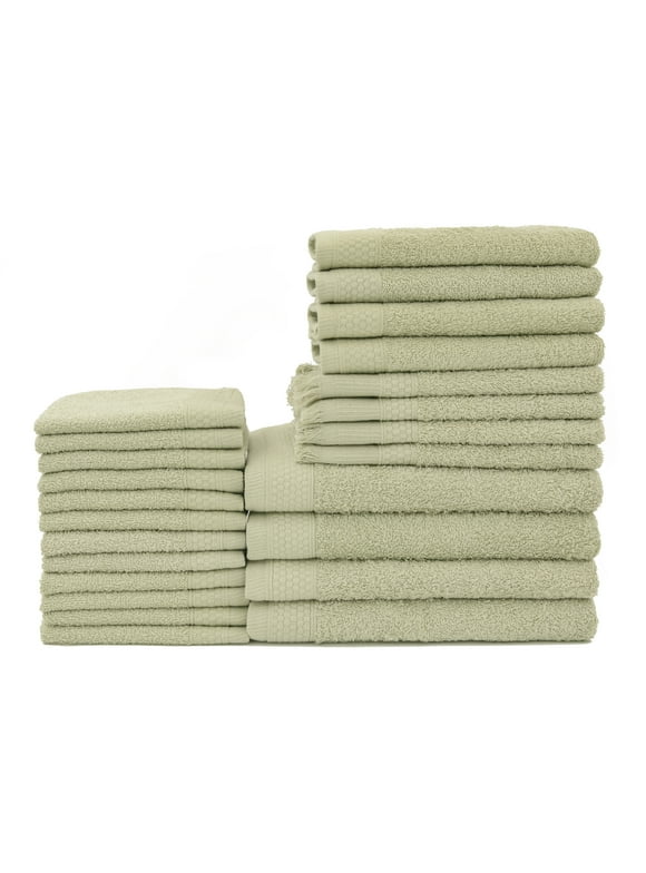 Baltic Linen Cotton Bath Towels, Thyme Green(24 Pieces)