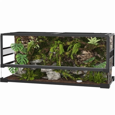 EastVita 67 Gallon Reptile Glass Terrarium 48 x18 x18 Toughened Glass Tank with Top & Side Screen Ventilation Sliding Door & Anti Escape