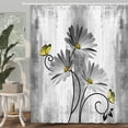 thumbnail image 2 of Rustic Farmhouse Shower Curtain, Farm Gray Grey Daisy Floral Flowers and Butterfly on Country Wooden Shower Curtain for Bathroom, Gray White Yellow Shower Curtain with 12PCS Hooks, 70X84IN, 2 of 6